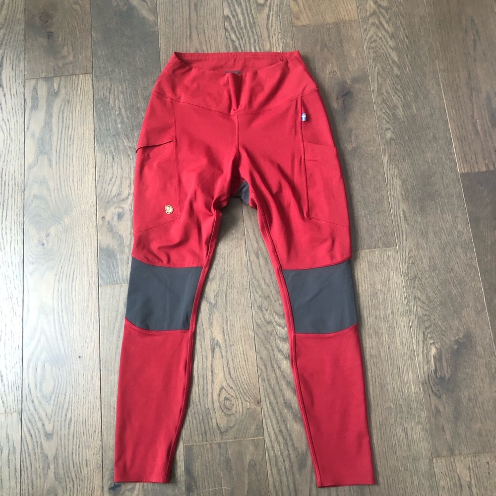 Fjallraven Abisko Trekking Tights Pro W Sz Medium Pomegranate Red-Iron Grey